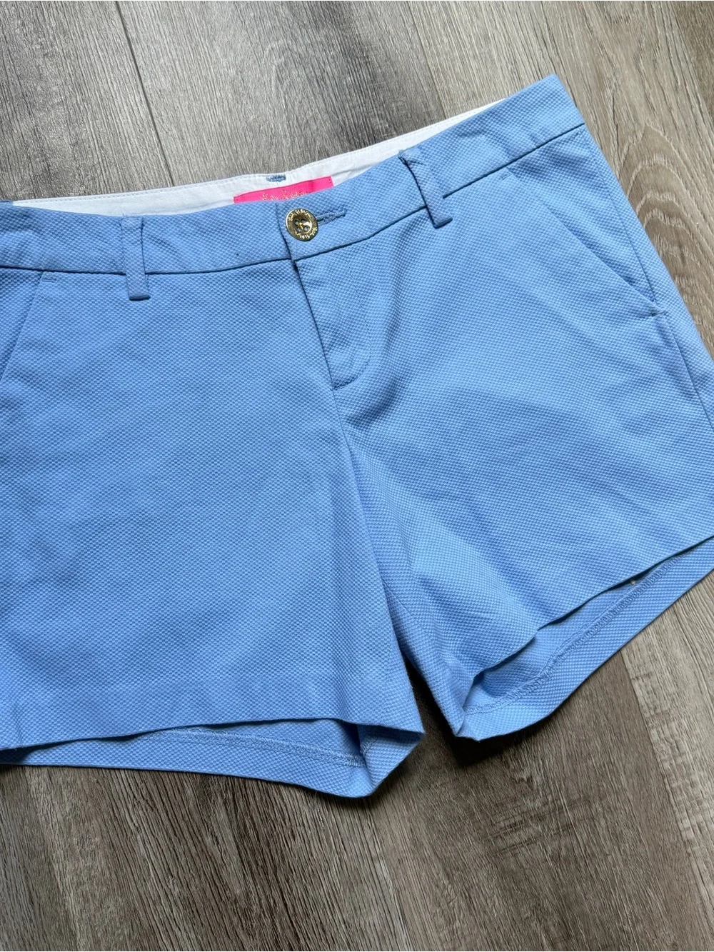 Lilly Pulitzer Blue Piqué Chino Shorts Size 4 Stretch Pockets - 0166